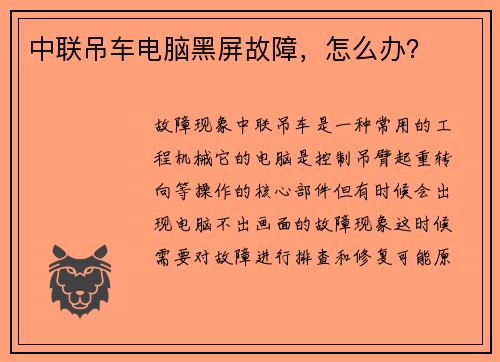 中联吊车电脑黑屏故障，怎么办？