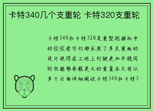 卡特340几个支重轮 卡特320支重轮